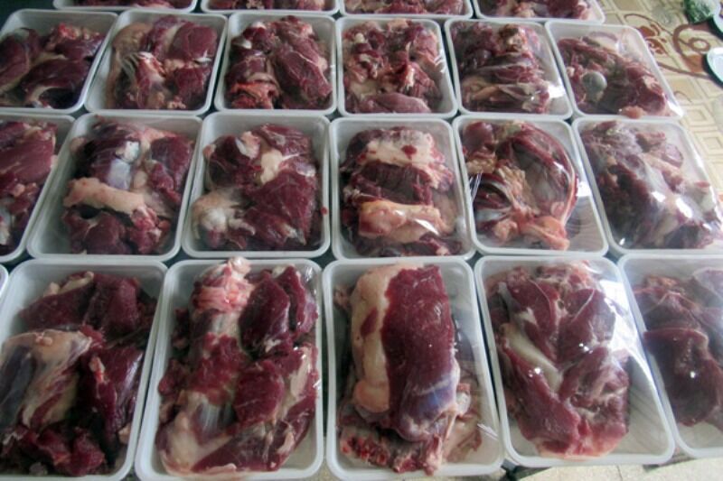 توزیع ۱۱۰ بسته گوشت قرمز بین نیازمندان حاشیه شهر بیرجند